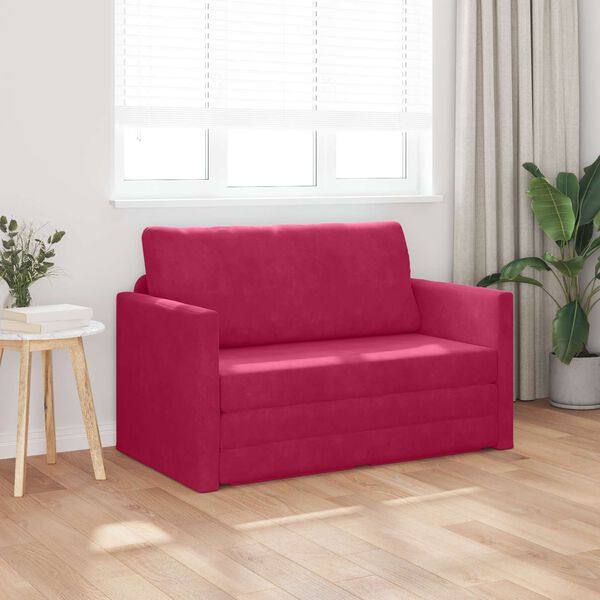 vidaXL Sofa Bed 110cm Czerwone wino Aksamit