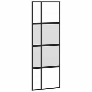 vidaXL Drzwi przesuwne, czarne, 76x205 cm, szkło hartowane, aluminium