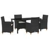 vidaXL Zestaw do jadalni w ogrodzie 5 pcs Czarny polirattan