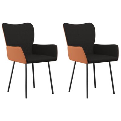 vidaXL Krzesła stołowe, 2 szt., czarne, tkanina i sztuczna skóra
