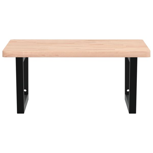 vidaXL P&oacute;łka ścienna pod umywalkę, stal i lite drewno bukowe