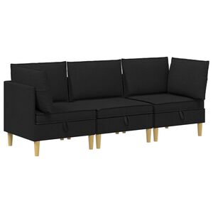 vidaXL Modularny Zestaw Sofy z Przechowalnią 3 pcs Czarny tkanina