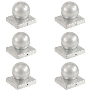 vidaXL Zatyczki na słupki 6 szt. kule, galwanizowany metal, 101x101 mm