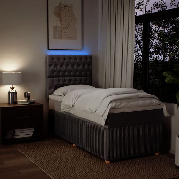 vidaXL Ł&oacute;żko kontynentalne z materacem, taupe, tkanina, 90x200 cm