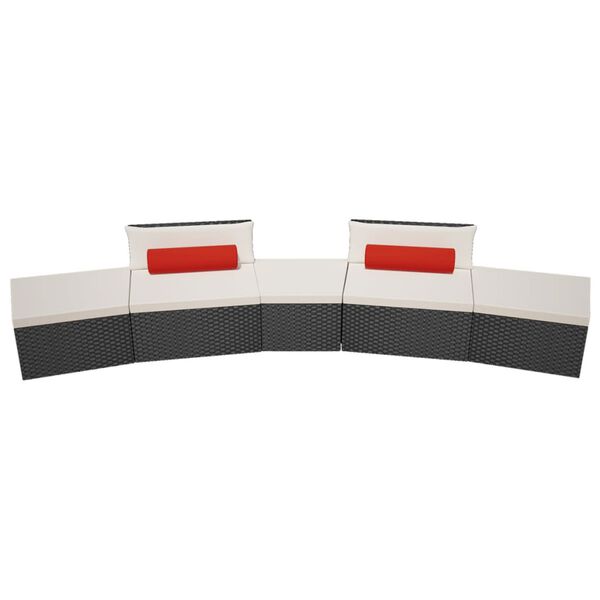 vidaXL 5-cz. zestaw mebli do ogrodu, poduszki, rattan PE, czarny