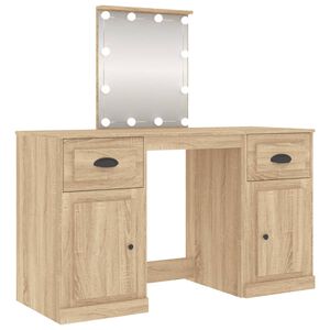 vidaXL Toaletka z oświetleniem LED, dąb sonoma, 130x50x132,5 cm