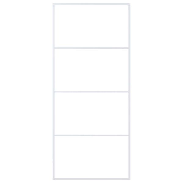 vidaXL Drzwi przesuwne, szkło ESG i aluminium, 90x205 cm, białe