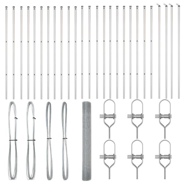 vidaXL Słupek ogrodzeniowy. Srebrny 50 x 1,4 m (19 x 19 mm siatka)