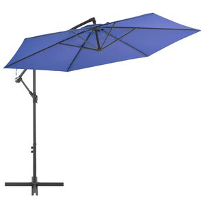 vidaXL Parasol wiszący z aluminiowym słupkiem, 300 cm, niebieski