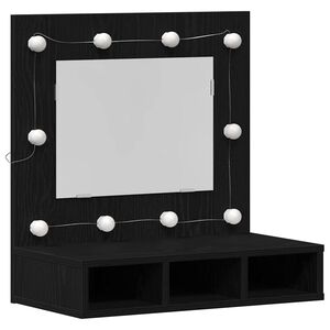 vidaXL Szafka z lustrem z p&oacute;łką Z lustrem Czarny Dąb 60 x 31,5 x 62 cm