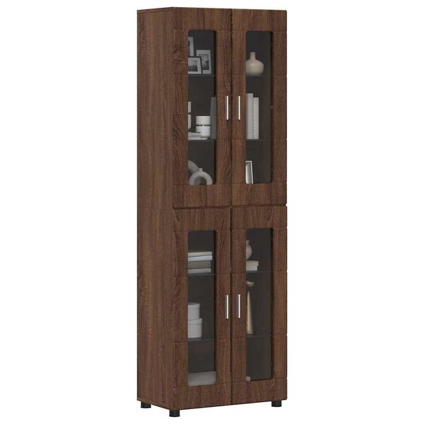 vidaXL Highboard Brązowy dąb 60 x 35 x 182 cm Materiał drewnopochodny