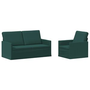 vidaXL Zestaw Sof 2 pcs Ciemnozielony tkanina