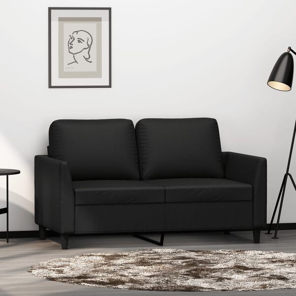 vidaXL 2-osobowa sofa, czarna, 120 cm, sztuczna sk&oacute;ra