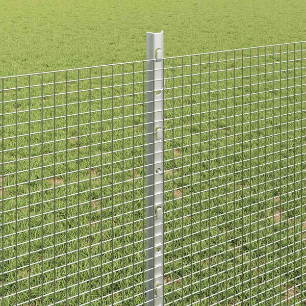 vidaXL Ogrodzenie z słupkiem Srebrny 0,8 x 25 m Stal