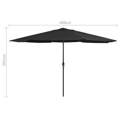 vidaXL Parasol ogrodowy na metalowym słupku, 400 cm, czarny