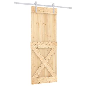 vidaXL Drzwi przesuwne 80 x 210 cm Lite Drewno Sosnowe (Nieobrobione)