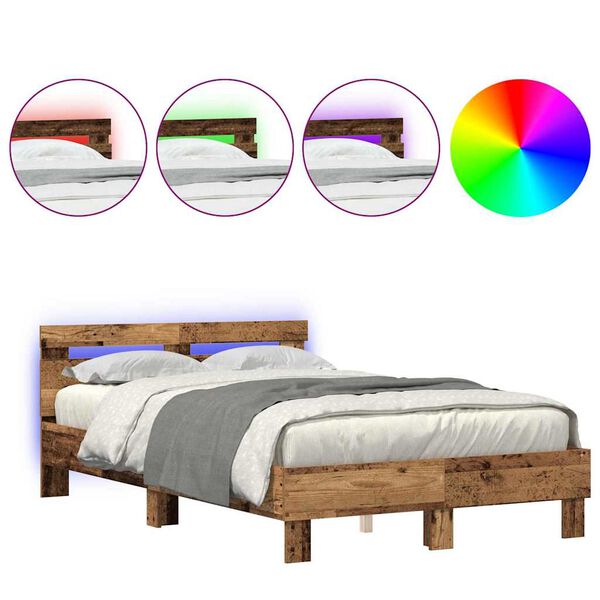 vidaXL Ramka łóżka Stare drewno 120 x 190 cm Materiał drewnopochodny