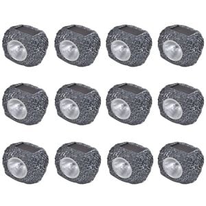 vidaXL Kamienie z lampkami solarnymi LED, 12 szt.