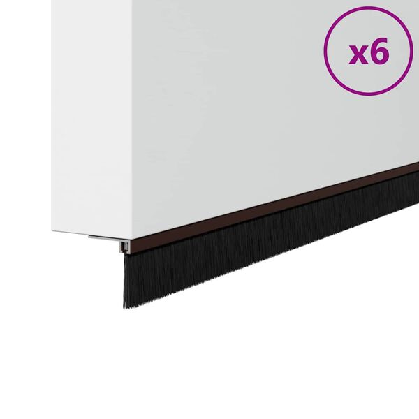 vidaXL Szczotki uszczelniające do drzwi samoprzylepne 6 pcs Brązowy
