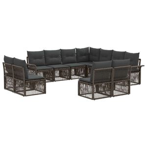 vidaXL Zestaw Sof na Ogr&oacute;d 11 pcs Szary polirattan