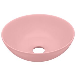 vidaXL Umywalka łazienkowa, ceramiczna, matowy r&oacute;ż, okrągła