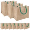 vidaXL Torebki jutowe 10 Naturalny i zielony 26 x 22 x 14 cm