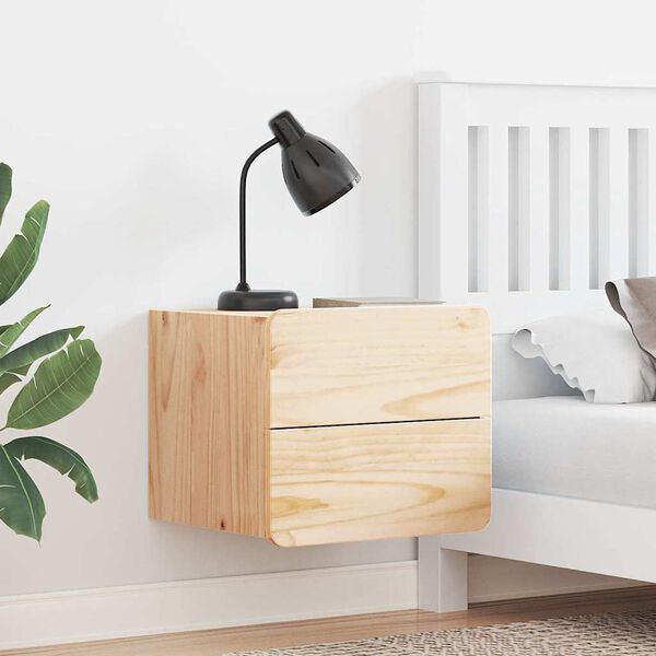 vidaXL Stolik nocny z szufladą 2 pcs Naturalny 39 x 34 x 33 cm