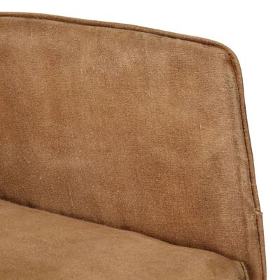 vidaXL Fotel bujany z podnóżkiem, brązowy, postarzane płótno