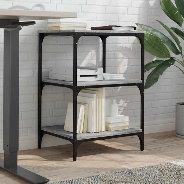 vidaXL Stojak na drukarkę, 3-poziomowy, szary dąb sonoma, 50x41x75 cm