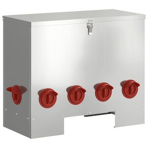 vidaXL Karmnik dla kur srebrny 60,5 x 29 x 51 cm 25 kg Stal ocynkowana