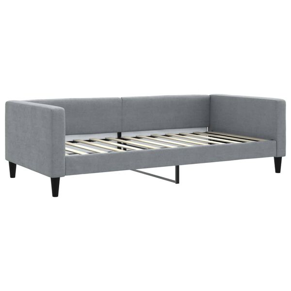 vidaXL Sofa rozsuwana z materacami, jasnoszara, 100x200 cm, tkanina