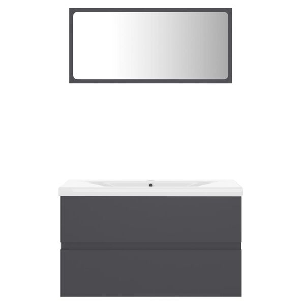 vidaXL Zestaw mebli łazienkowych, szary, materiał drewnopochodny