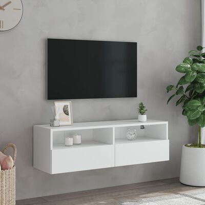 vidaXL Ścienna szafka TV, biała, 100x30x30 cm