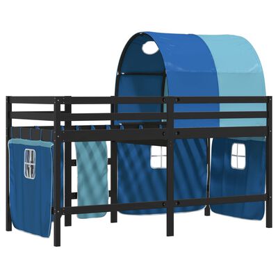 vidaXL Dziecięce łóżko na antresoli, z tunelem, niebieskie, 90x200 cm