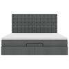 vidaXL Rama łóżka otomana z materacem, szara, 180x200 cm, tkanina