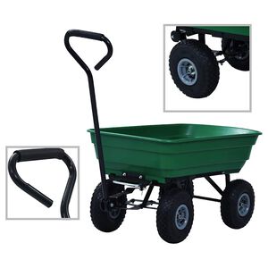 vidaXL Ogrodowy w&oacute;zek ręczny z wywrotką, 300 kg, 75 L, zielony