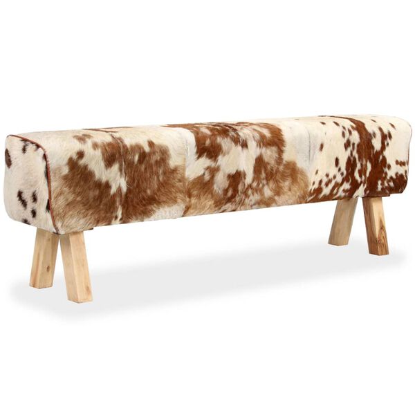vidaXL Ławka z prawdziwej koziej sk&oacute;ry, 160 x 28 x 50 cm