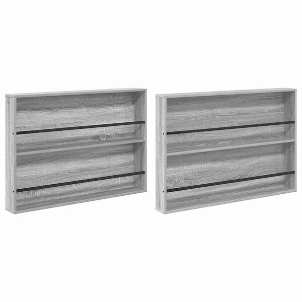 vidaXL Regał na gazety z p&oacute;łką 2 pcs Szary Sonoma 100 x 12 x 70 cm