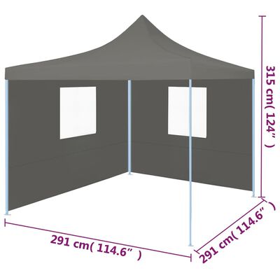 vidaXL Rozkładany namiot imprezowy z 2 ściankami, 3x3 m, antracytowy