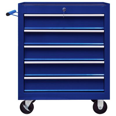 vidaXL Warsztatowy wózek narzędziowy z 5 szufladami, niebieski
