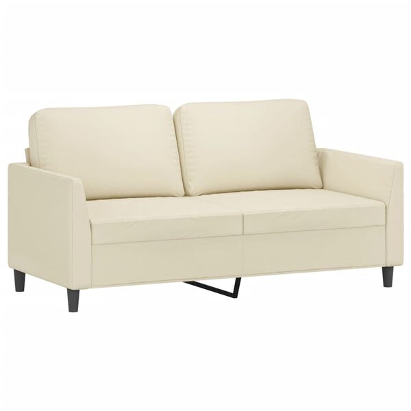 vidaXL 2-osobowa sofa, kremowy, 140 cm, sztuczna sk&oacute;ra