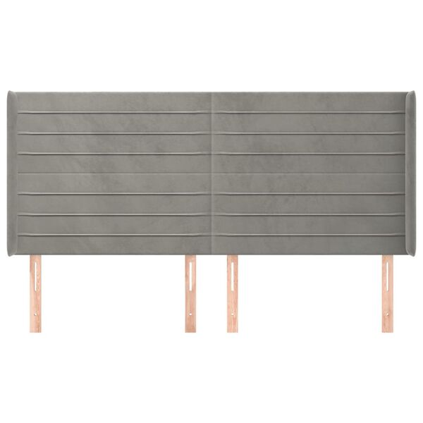 vidaXL Zagł&oacute;wek uszak, jasnoszary, 203x16x118/128 cm, aksamit