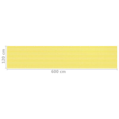 vidaXL Parawan balkonowy, żółto-biały, 120x600 cm, HDPE
