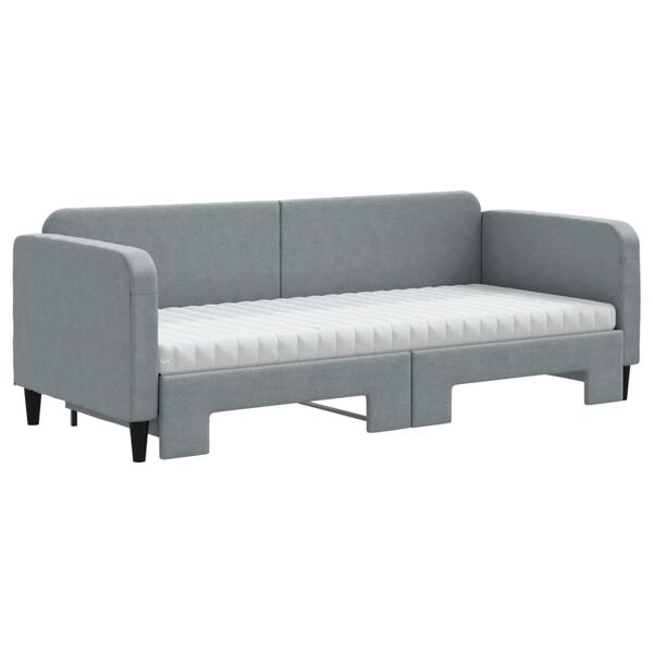 vidaXL Sofa rozsuwana z materacami, jasnoszara, 80x200 cm, tkanina