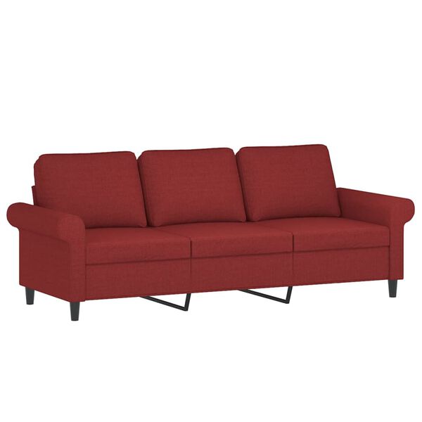 vidaXL 3-osobowa sofa wypoczynkowa z poduszkami, bordowa, 180 cm