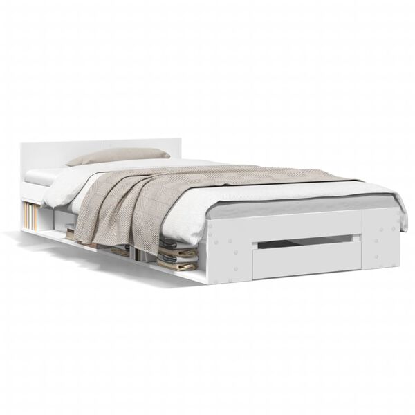 vidaXL Rama ł&oacute;żka z szufladą, biała, 90x190 cm