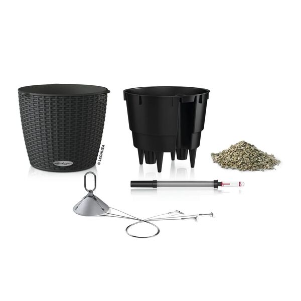 LECHUZA Doniczka wisząca NIDO Cottage 28 ALL-IN-ONE, kolor granitu