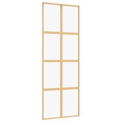 vidaXL Drzwi przesuwne, złote, 76x205 cm, przezroczyste szkło ESG