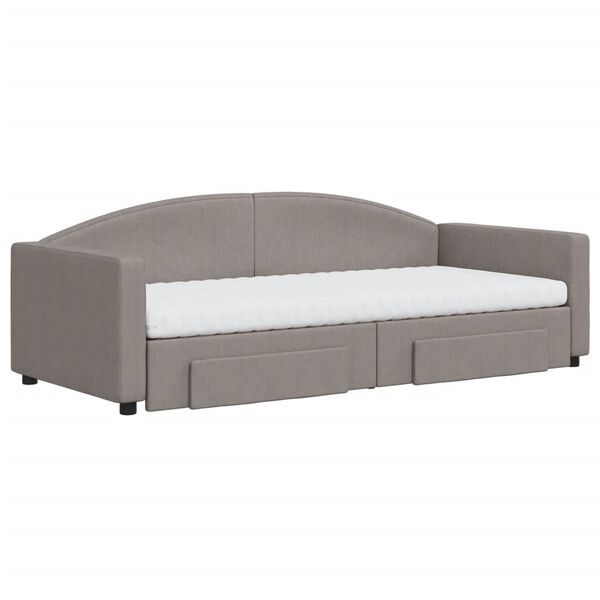 vidaXL Sofa rozsuwana z szufladami, taupe, 90x200 cm, tkanina