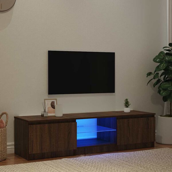 vidaXL Szafka pod TV, z LED, brązowy dąb, 140 x 40 x 36 cm